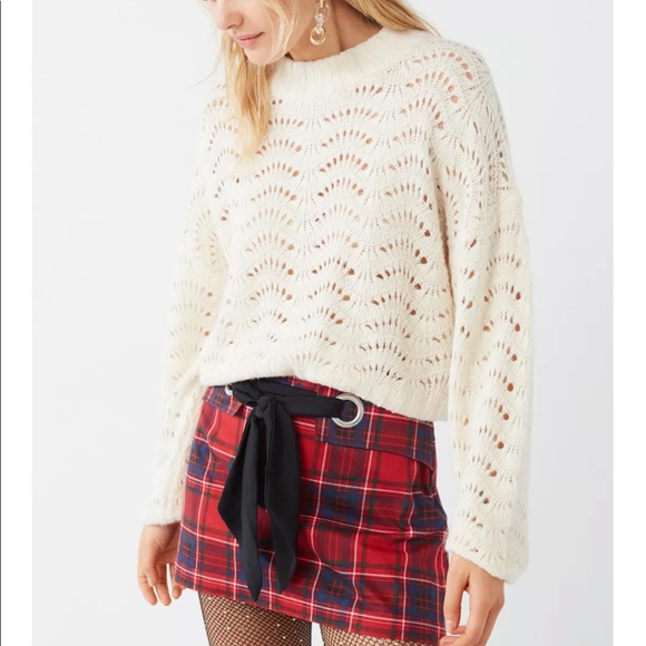 Urban Outfitters Sweaters - UO Jenni Pointelle Crop Pullover Sweater Cream XS